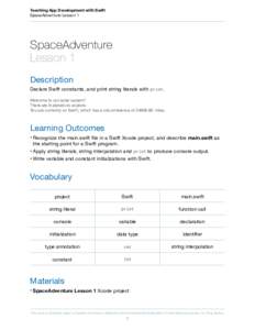Teaching App Development with Swift  SpaceAdventure Lesson 1 SpaceAdventure