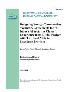 LBNL[removed]ERNEST ORLANDO LAWRENCE BERKELEY NATIONAL LABORATORY  Designing Energy Conservation