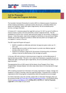    	
   Call for Proposals AIPJ Legal Aid Program Activities