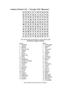 Solution to Puzzle # 162 ― November 2014 