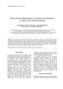 Limnological Review–229  Phytocoenotic differentiation of Lubuskie Lakeland lakes as related to the habitat properties Andrzej Pukacz*, Mariusz Pełechaty**, Aleksandra Pełechata* Marcin Siepak***, Przemy