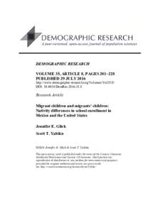 Migrant children and migrants’ children: Nativity differences in school enrollment in Mexico and the United States