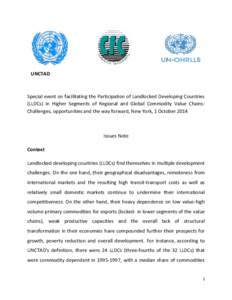 UNCTAD  Special event on facilitating the Participation of Landlocked Developing Countries (LLDCs) in Higher Segments of Regional and Global Commodity Value Chains: Challenges, opportunities and the way forward, New York