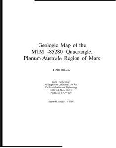 Geologic Map of the MTM[removed]Quadrangle, Planum Australe Region of Mars