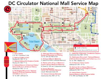 DC Circulator National Mall Service Map CHINATOWN Dela ware