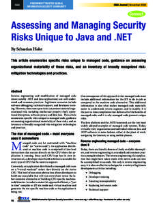 ISSA  Preeminent Trusted Global Information Security Community  ISSA Journal | November 2009