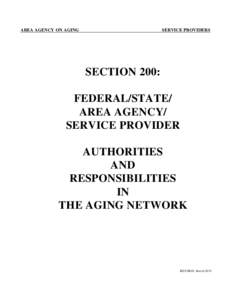 AREA AGENCY ON AGING  SERVICE PROVIDERS SECTION 200: FEDERAL/STATE/