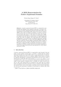 A BDD Representation for Positive Equational Formulas Wenxin Song, Eugene W. Stark? Department of Computer Science State University of New York at Stony Brook
