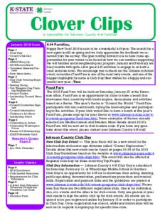 Clover Clips A newsletter for Johnson County 4-H families. January 2018 Issue Page 1  Food Fare