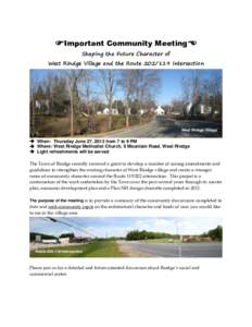 Important Community Meeting Shaping the Future Character of West Rindge Village and the RouteIntersection West Rindge Village