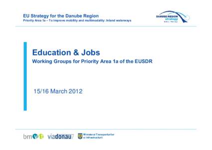 EU Strategy for the Danube Region Priority Area 1a – To improve mobility and multimodality: Inland waterways Education & Jobs Working Groups for Priority Area 1a of the EUSDR