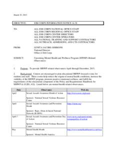 March 25, 2015  DIRECTIVE: JOB CORPS INFORMATION NOTICE 14-38