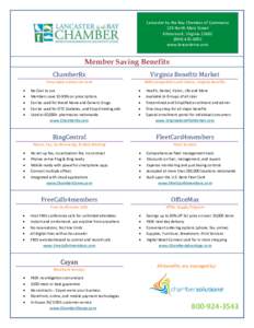 Lancaster by the Bay Chamber of Commerce 129 North Main Street Kilmarnock, Virginia6092 www.lancasterva.com