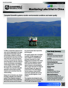 AP No. 059: China Lake Weather  CASE STUDY Monitoring Lake Erhai in China Campbell Scientific systems monitor environmental conditions and water quality