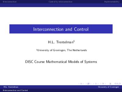Interconnection  Control by interconnection Implementability