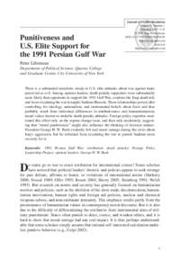 Punitiveness and U.S. Elite Support for the 1991 Persian Gulf War Journal of Conflict Resolution Volume 51 Number 1