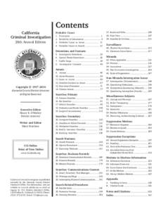 Contents California Criminal Investigation 20th Annual Edition  Probable Cause