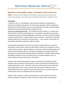 Nutrition News for Africa  OctoberReduction in child mortality in Niger: a Countdown to 2015 country case