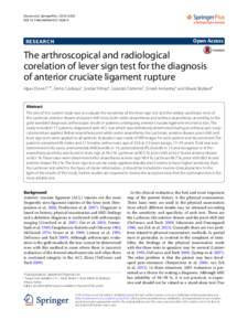 The arthroscopical and radiological corelation of lever sign test for the diagnosis of anterior cruciate ligament rupture