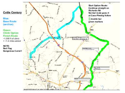 Cville Century Blue: Base Route (section) Green: Climb Option