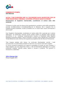 COMUNICATO STAMPA Uilm Nazionale ALCOA; 