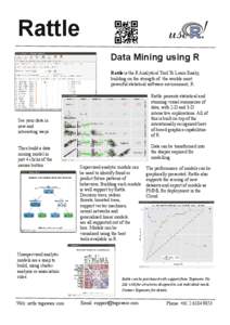 Rattle  Data Mining using R Rattle is the R Analytical Tool To Learn Easily, building on the strength of the worlds most powerful statistical software environment, R.