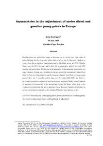 Asymmetries in the adjustment of motor diesel and gasoline pump prices in Europe