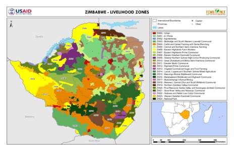 ZIMBABWE - LIVELIHOOD ZONES  ± International Boundaries