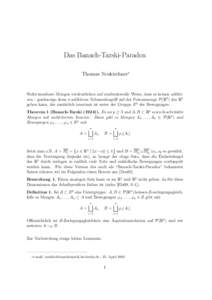 Das Banach-Tarski-Paradox Thomas Neukirchner∗