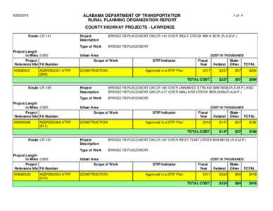 ALABAMA DEPARTMENT OF TRANSPORTATION RURAL PLANNING ORGANIZATION REPORTof 4