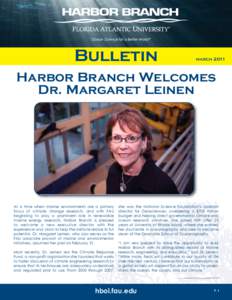 Bulletin  march 2011 Harbor Branch Welcomes Dr. Margaret Leinen
