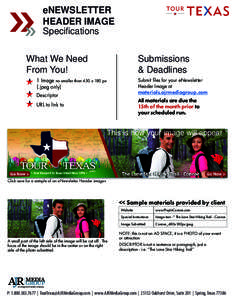 eNEWSLETTER HEADER IMAGE Specifications What We Need From You!