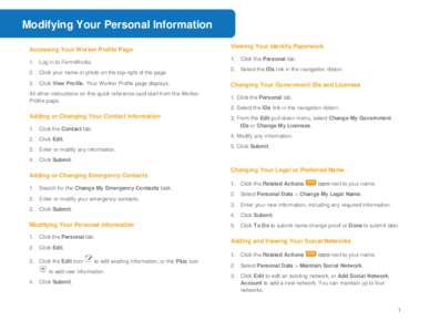 Modifying Your Personal Information Accessing Your Worker Profile Page Viewing Your Identity Paperwork 1. Click the Personal tab.