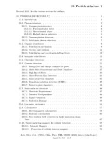 33. Particle detectors 1 RevisedSee the various sections for authors. 33. PARTICLE DETECTORS ATIntroduction  . . . . . . . . . . . . . . . . . . . . .