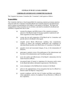 Microsoft Word - CENTRAL FUND  CORP GOV COMMITTEE Mandate v.5 ( Augdocx