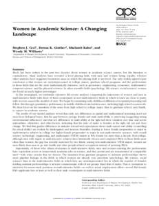 research-article2014 PSIXXX10.1177/1529100614541236Ceci et al.Women in Academic Science: A Changing Landscape