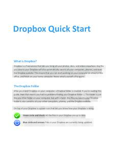 Dropbox Quick Start  What is Dropbox? Dropbox is a free service that lets you bring all your photos, docs, and videos anywhere. Any file you save to your Dropbox will also automatically save to all your computers, phones