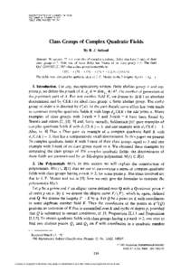 MATHEMATICSof computation VOLUME 41. NUMBER 163 JULY 1983, PAGESClass Groups of Complex Quadratic Fields By R. J. Schoof