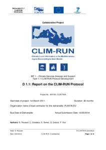 Deliverable D1.1 CLIM-RUN PROTOCOL Collaborative Project