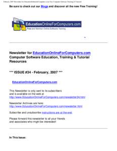 February 2007 Newsletter for EducationOnlineforComputers.com: Free Computer Software Training & Tutorials