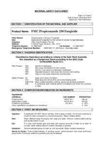 MATERIAL SAFETY DATA SHEET Page 1 of Total 5 Date of Issue: December 2012 MSDS No. FMC/PROP250/1  SECTION 1