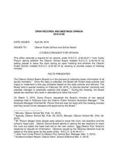 OPEN RECORDS AND MEETINGS OPINION 2015-O-08 DATE ISSUED:  April 28, 2015