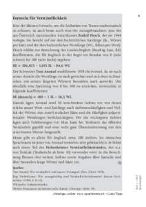 Formeln für Verständlichkeit  9 Quellen: Toni Amstad: Wie verständlich sind unsere Zeitungen? (Diss. Zürich 1978).