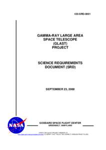 433-SRDGAMMA-RAY LARGE AREA SPACE TELESCOPE (GLAST) PROJECT