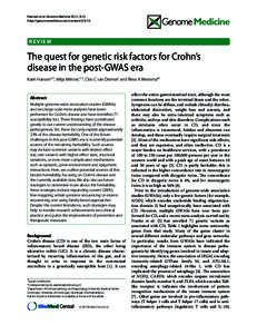 Fransen et al. Genome Medicine 2011, 3:13 http://genomemedicine.com/contentREVIEW  The quest for genetic risk factors for Crohn’s