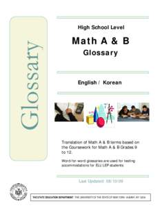 Glossary  High School Level Math A & B Glossary
