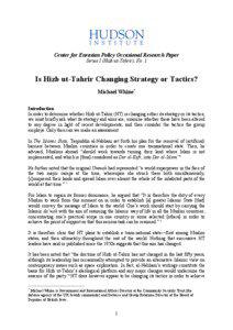 Center for Eurasian Policy Occasional Research Paper Series I (Hizb ut-Tahrir), No. 1