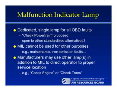 Presentation: [removed]Diesel Engine Major Monitors (Malfunction Indicator Lamp)