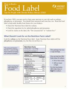How to Read a  Food Label National Kidney Disease Education Program