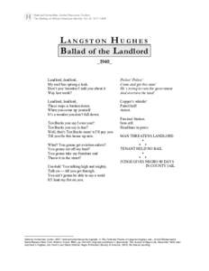 Langston Hughes, Ballad of the Landlord, 1940